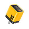 "Chubby" 35W GaN Dual Port Folding Charger With Digital Display - Yellow