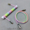 "Chubby" USB To Type C Spring Keyboard Cable - Rainbow + White Weighted Bars