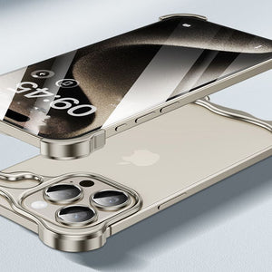 Shaped Metal Bezel Backless Phone Case with Lens Film